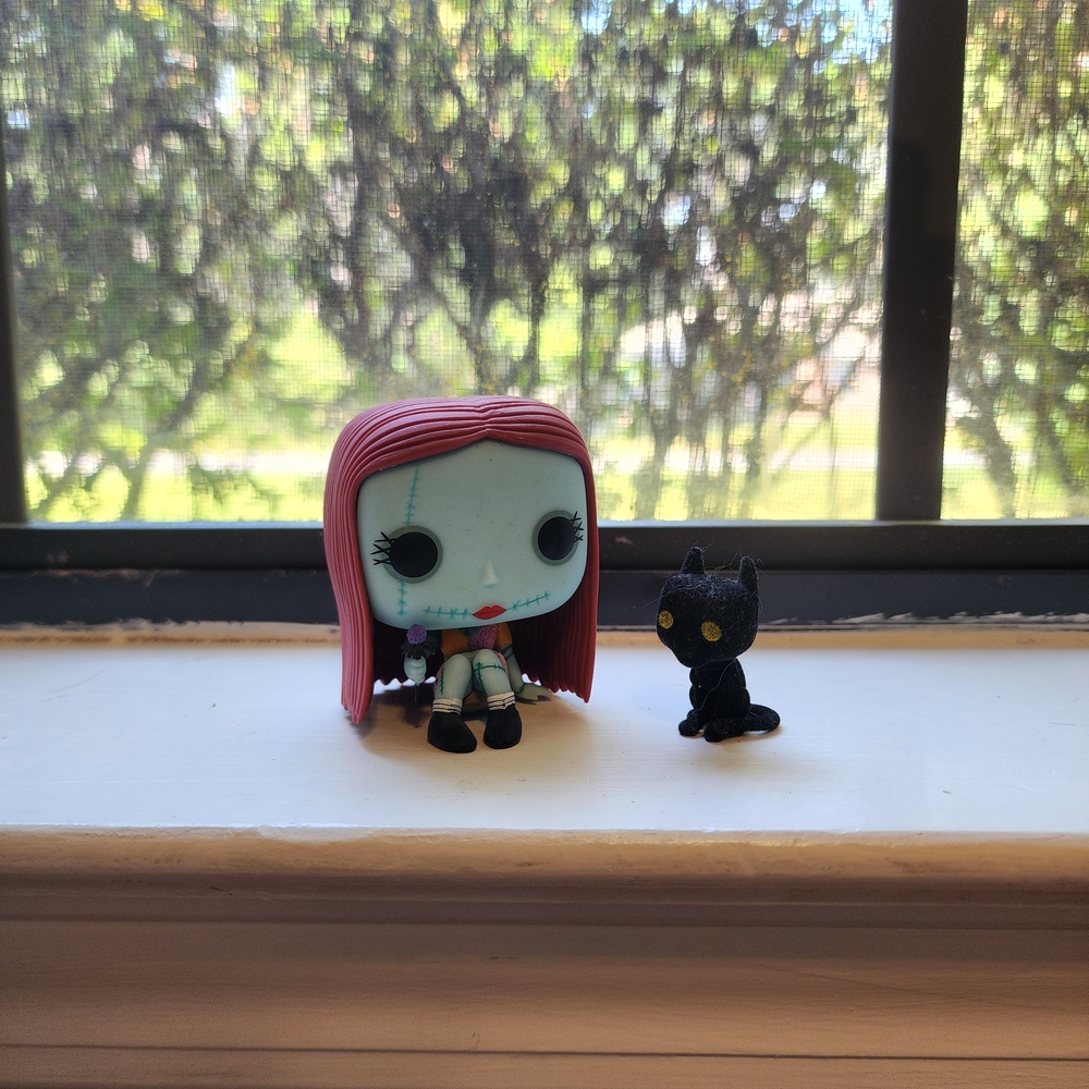 Sally and Black Cat Figurine Set